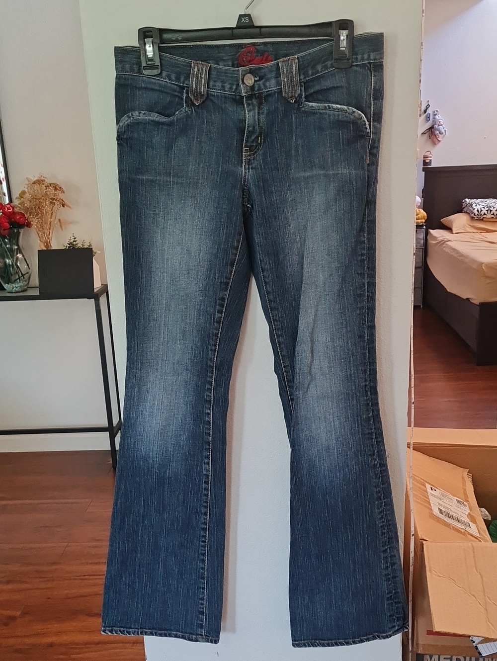 Dark Blue Flare Jeans with Subtle Wash - Ladies